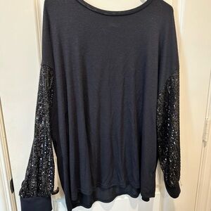 Maurices Black knit top with Sequin Sleeves